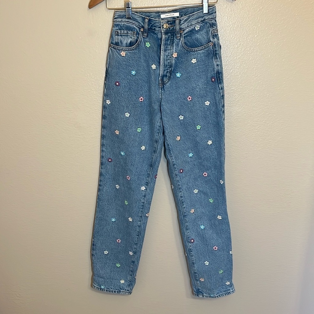 PacSun Floral Embroidered Dad Jean